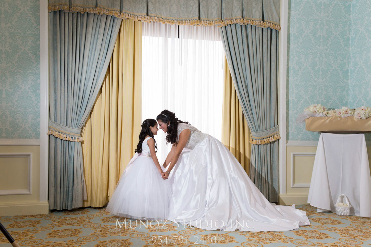 Mother and daughter bridal moment