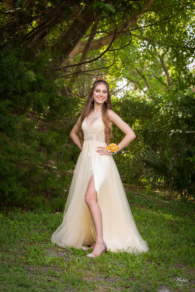 Cream prom dress