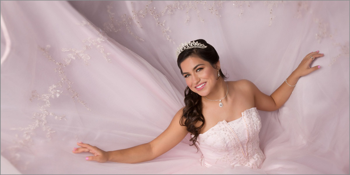 Pink quinceañera dress portrait
